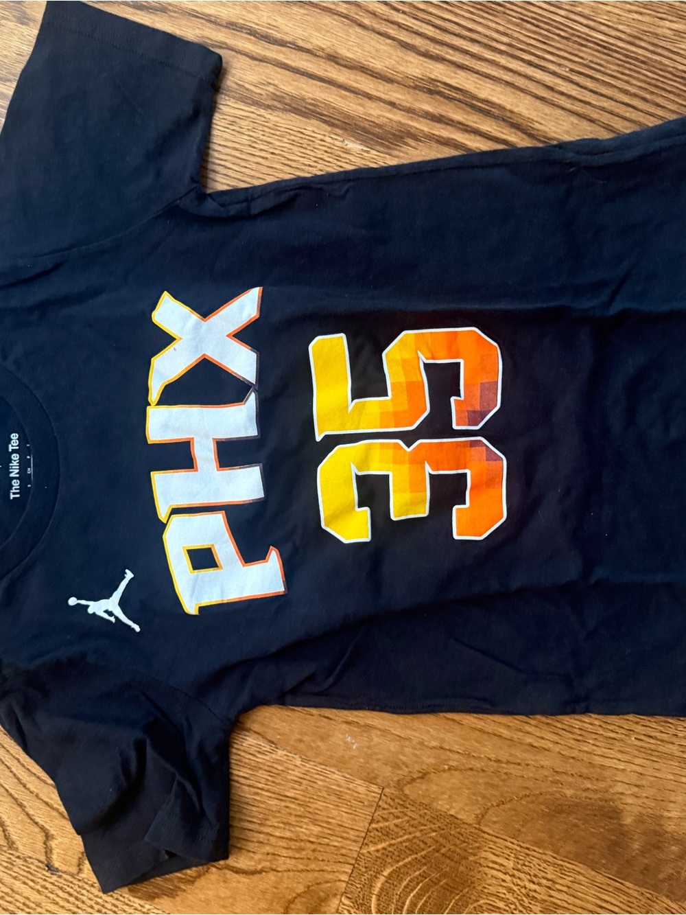 Nike Black PHX 35 Graphic Tee with Orange-Yellow Gradient- durant